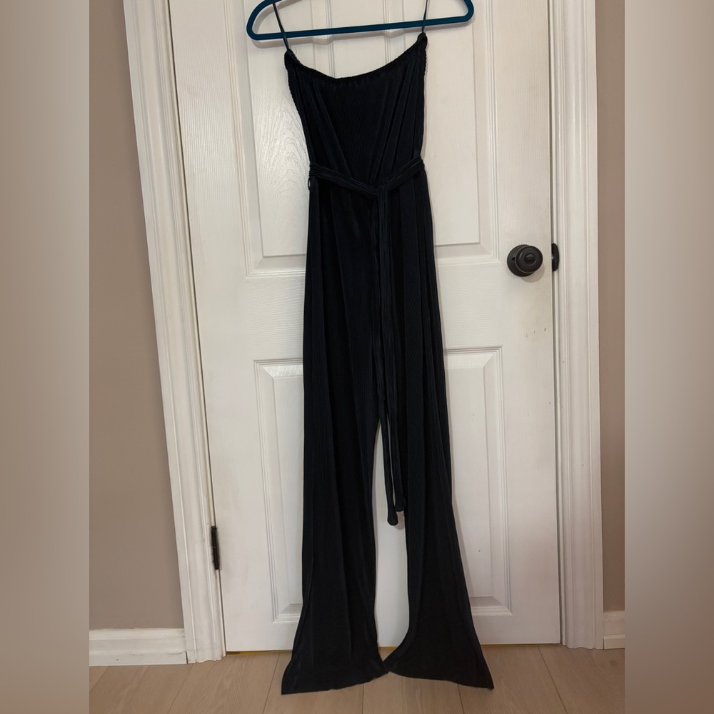 Forest green strapless jumpsuit